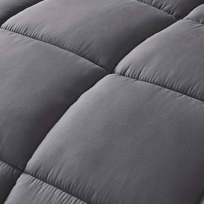 Back. Hivvago - Twin Size Reversible Microfiber Down Alternative Comforter Set in Grey - Grey.