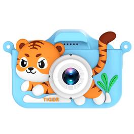 Cluzine - Kids Digital Camera, Tiger Design, 2.0" Eye-Protection Screen, Dual Lens, Filters & Games