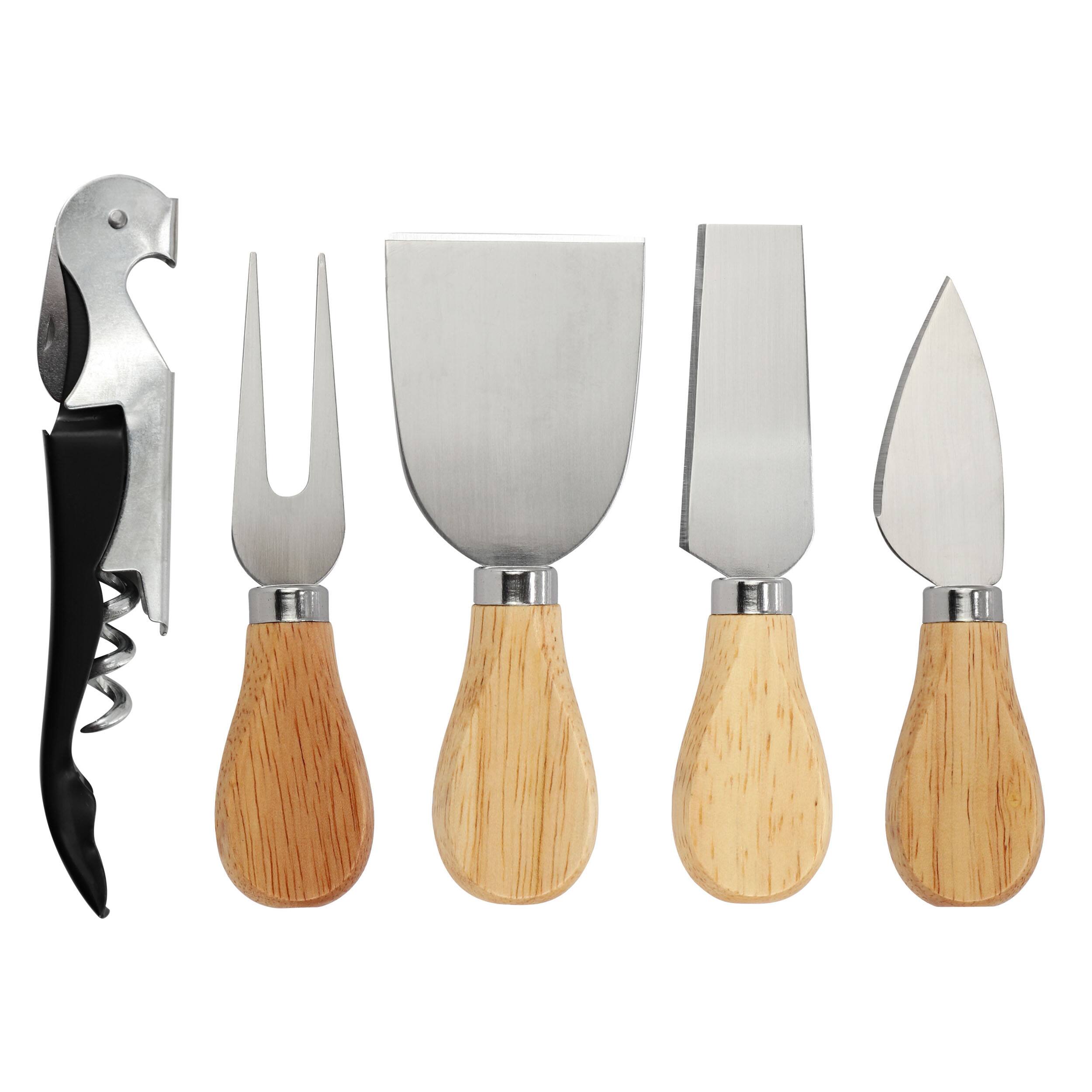 Alt View 7. MegaChef - MegaChef Bamboo Charcuterie Cheese Board w/ Drawer with Cheese Utensils, Bottle Opener, and 3 Piece Mini Chalkboard Set - Brown.