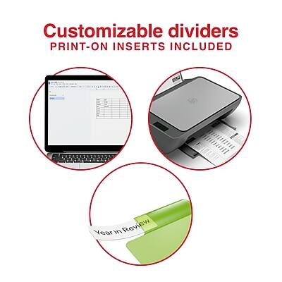 Customizable dividers  
PRINT-ON INSERTS INCLUDED  

Review Year in