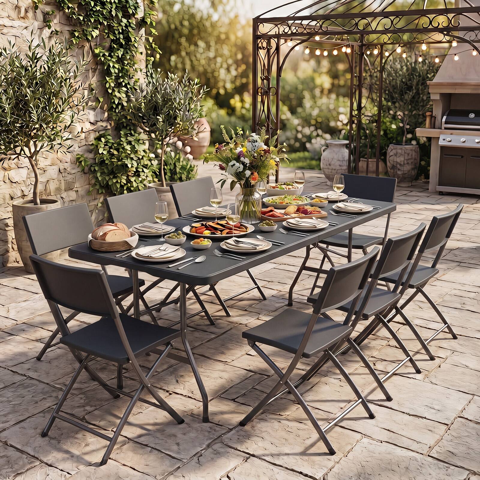 Alt View 3. Costway - Costway Indoor Portable Utility Table with Metal Legs Tabletop - Black.