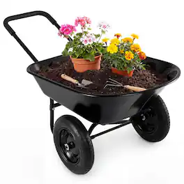 Costway - 2 Tire Wheelbarrow Cart Heavy-duty Dolly Utility Cart - Black