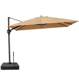 Crestlive Products - 12-ft Aluminum Tan Slide-tilt Cantilever Patio Umbrella with base - Brown