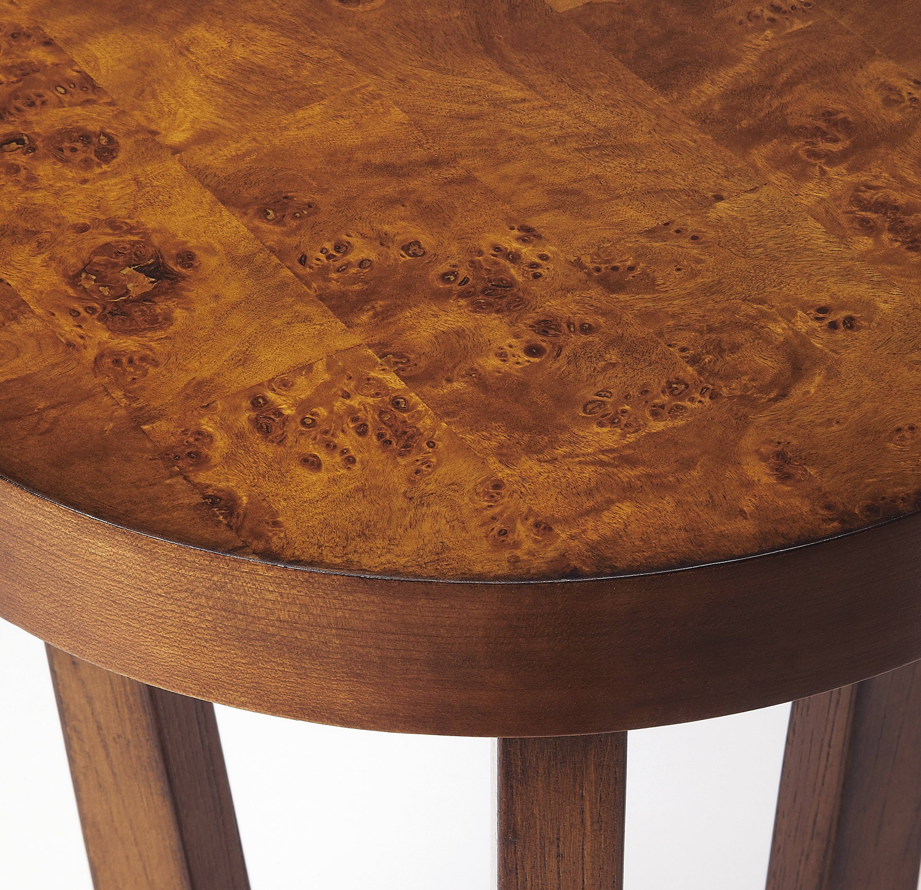 Left. Butler Specialty - Aphra 16 in. W Round Wood Side Table with Tripod Base - Medium Brown.