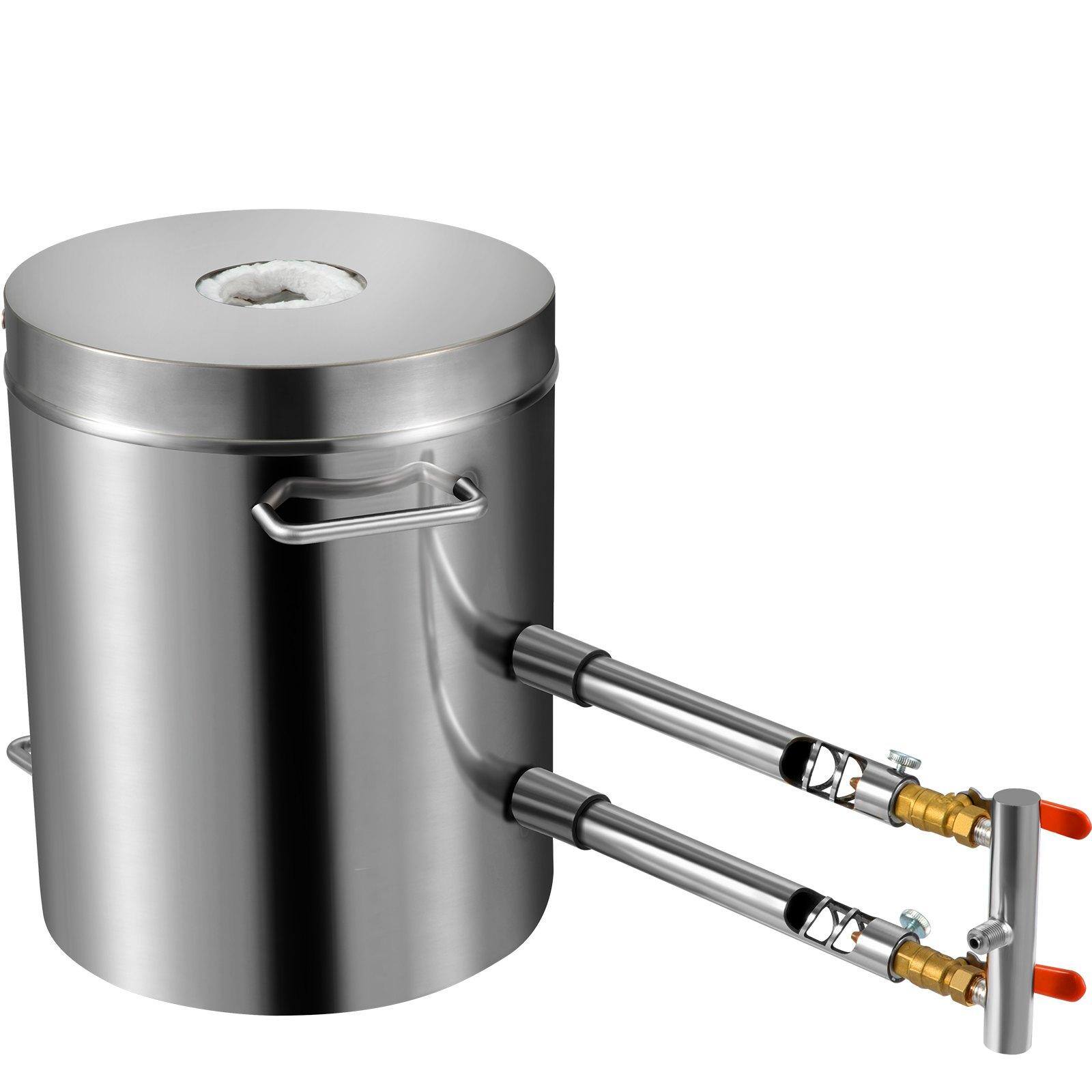 Front. Glintex - 12KG Propane Melting Furnace Kit Stainless Steel Foundry and Blacksmith Forge with Double Burners, Crucible, and Tongs - Natural.