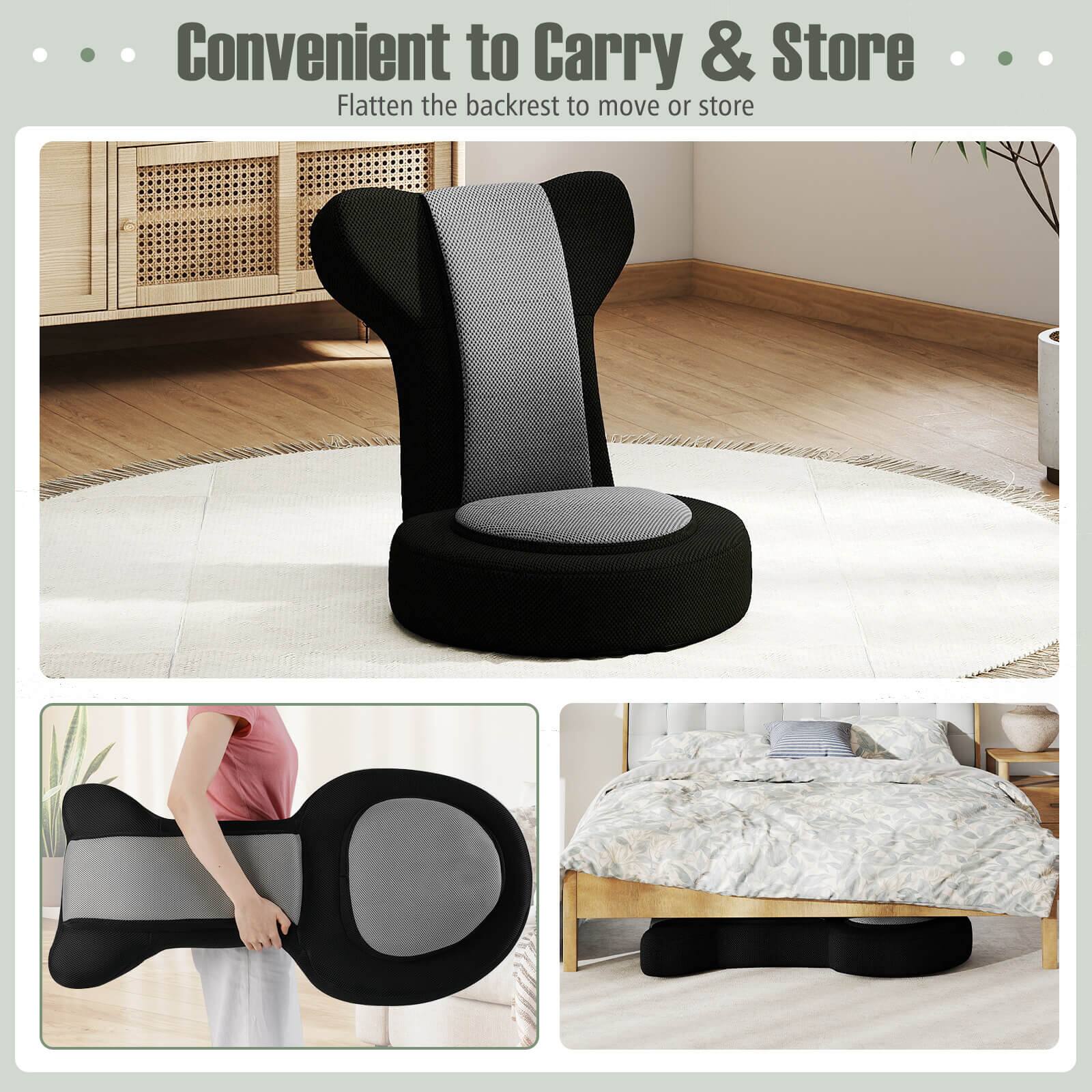 Convenient to Carry & Store  
Flatten the backrest to move or store