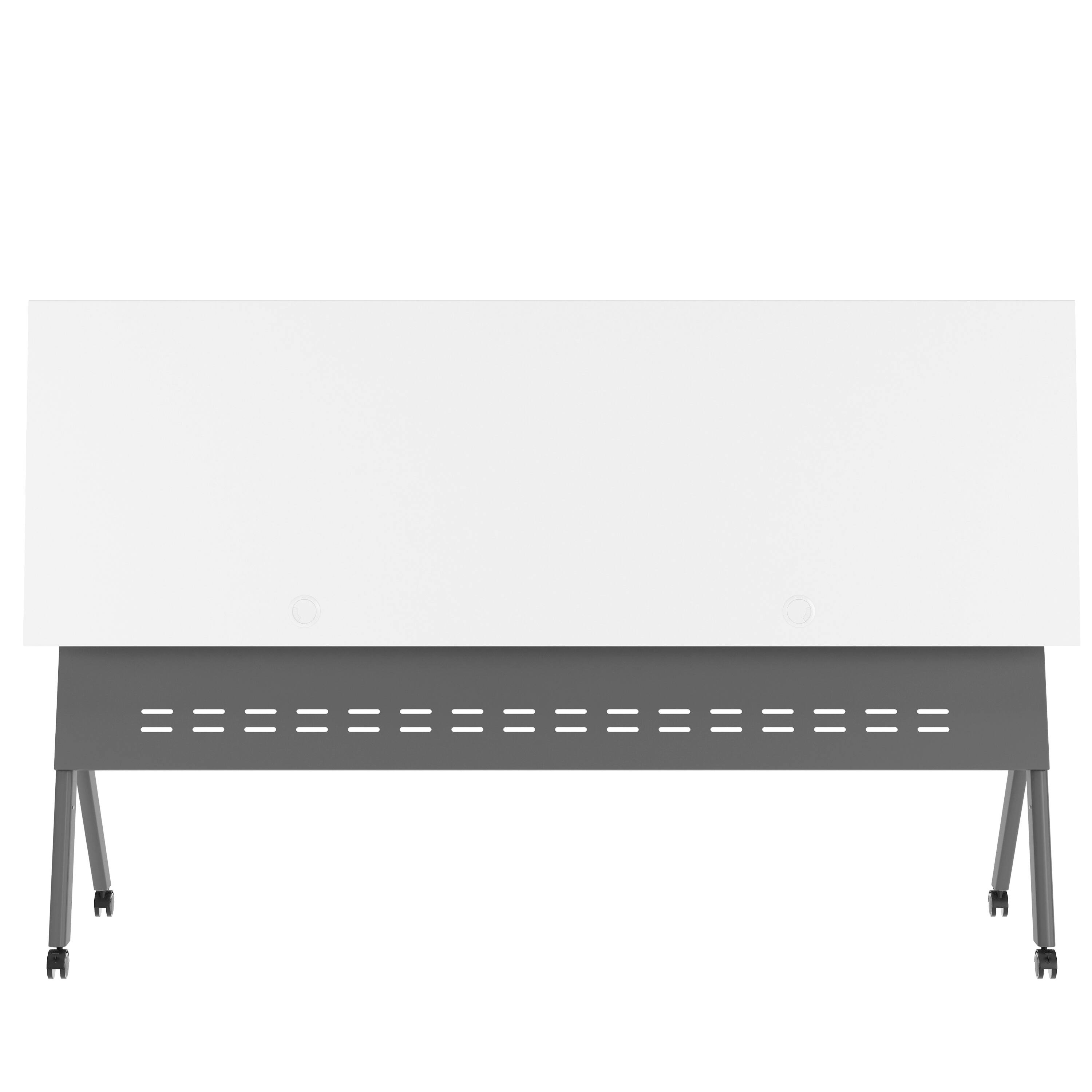 Alt View 9. Emma + Oliver - Griffin Heavy-Duty Flip Top Training Table with Nesting Design, Privacy Panel, Y-Legs, Tabletop, Metal Frame - White Top/Gray Frame.