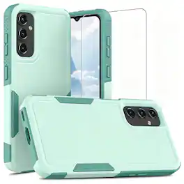 Equipd - Case for Galaxy A37 / A36 / A56 5G, Heavy Duty Rugged Shockproof Protection Cover with Tempered Glass Screen Protector - Teal
