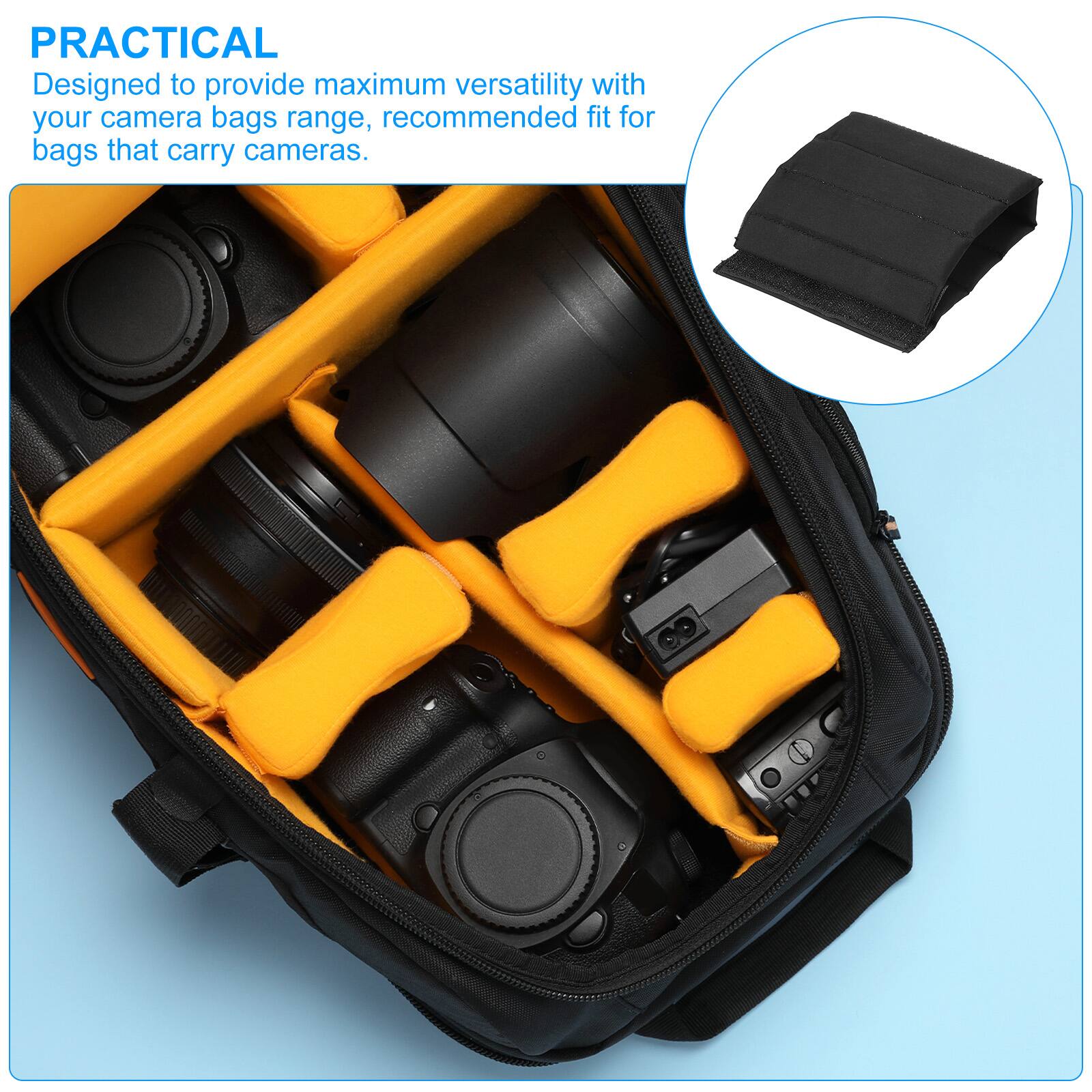 PRACTICAL  
Designed to provide maximum versatility with your camera bags range, recommended fit for bags that carry cameras.