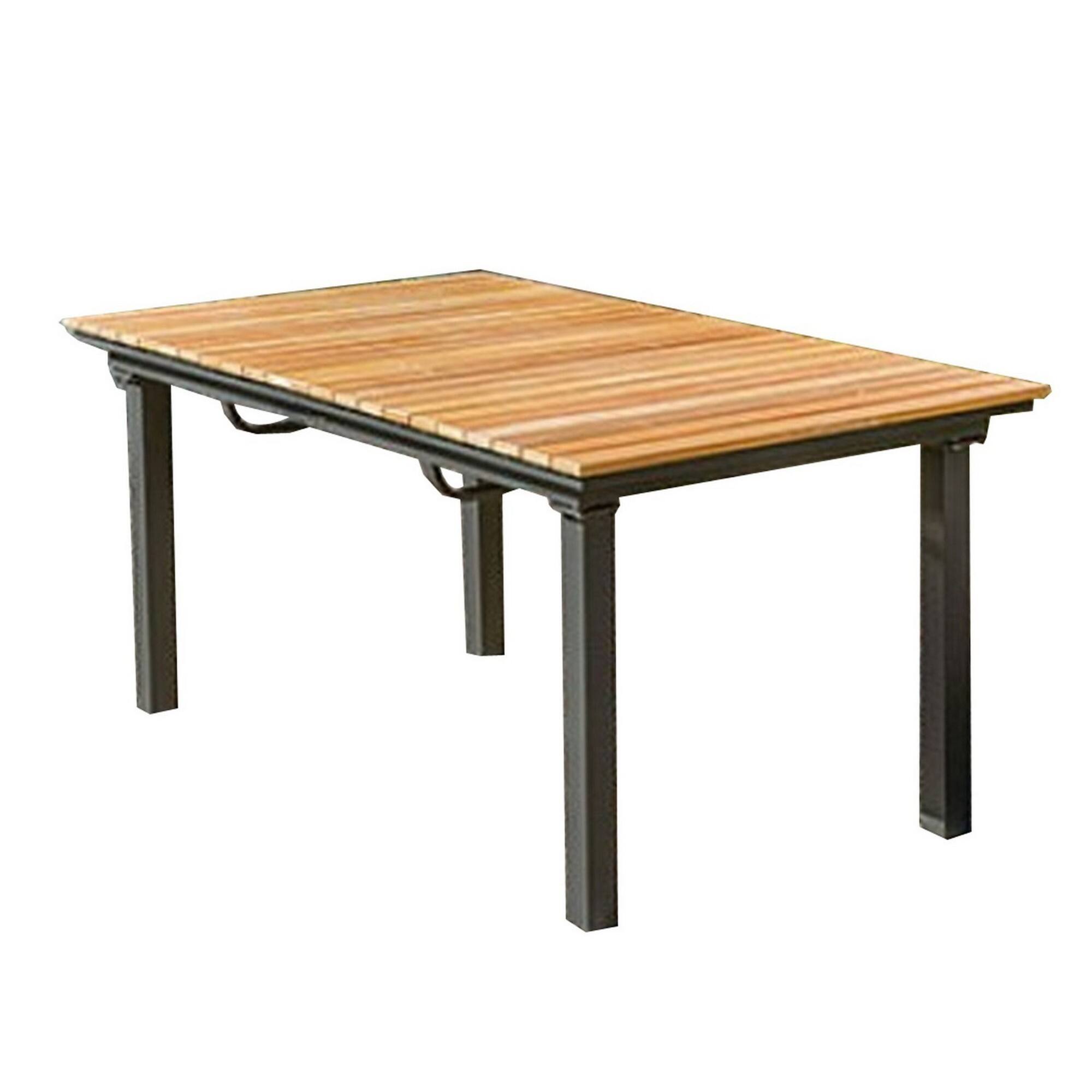 Manhattan Lane - Ankia 62-84 Inch Outdoor Extendable Dining Table, Aluminium, Brown - Brown, Black