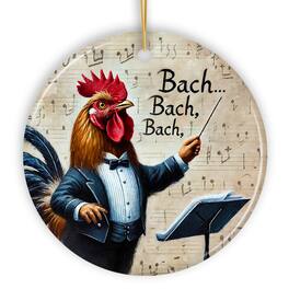 OrnamentallyYou - Bach Bach Bach Chicken Conductor Ornament Playful Musical Christmas Decor Version 1 - Multi-colored