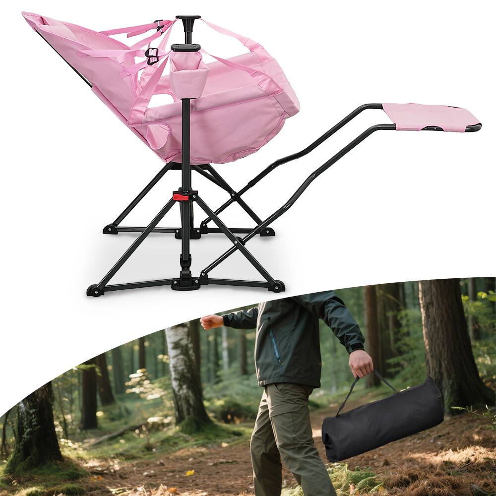 Alt View 2. Ainfox - Ainfox Hammock Camping Chair with Footrest - pink.
