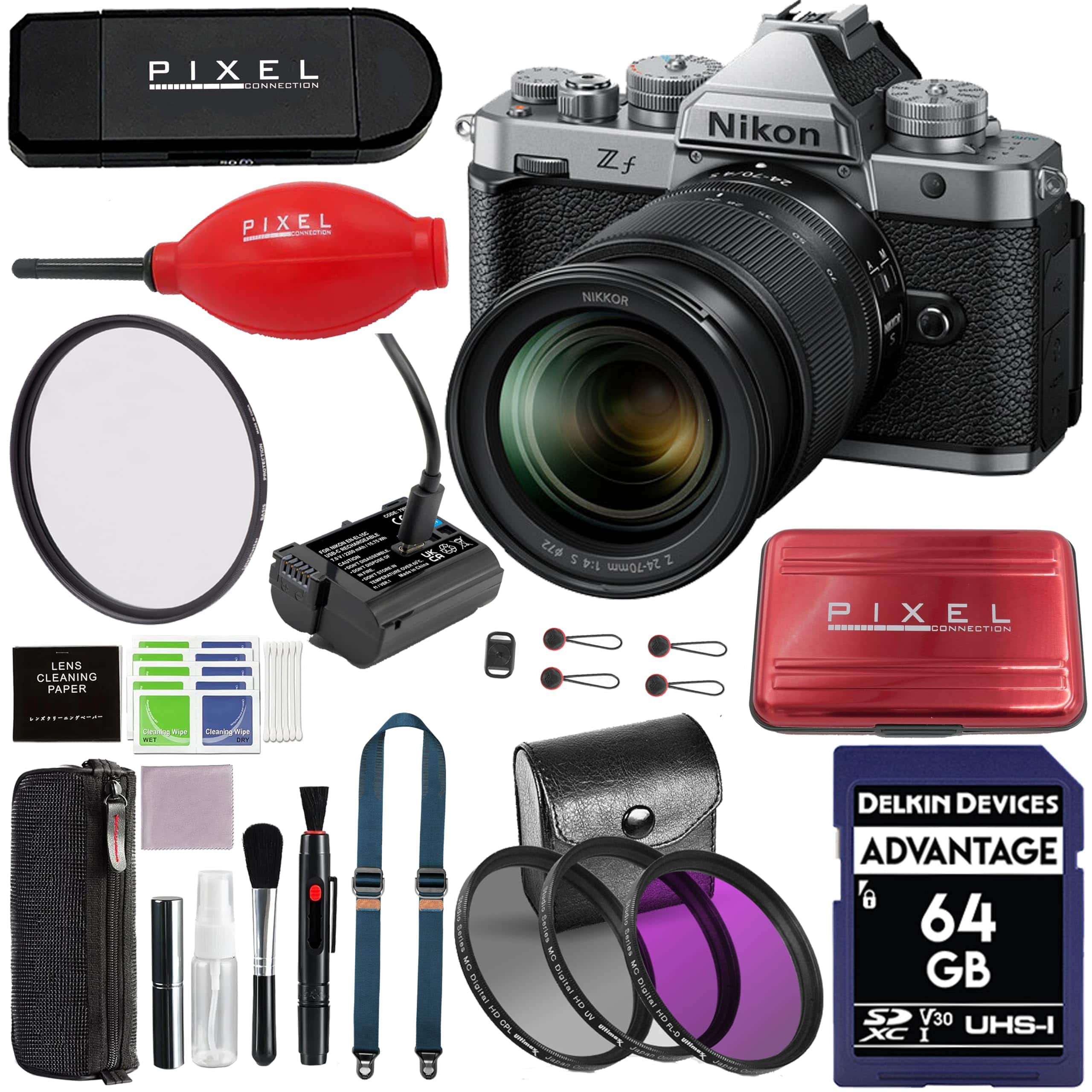 Zf Mirrorless Camera with 24-70mm f/4 Lens with Advanced Accessories and Travel Bundle | 2016 | nikon zf 24-70mm f/4 - Silver