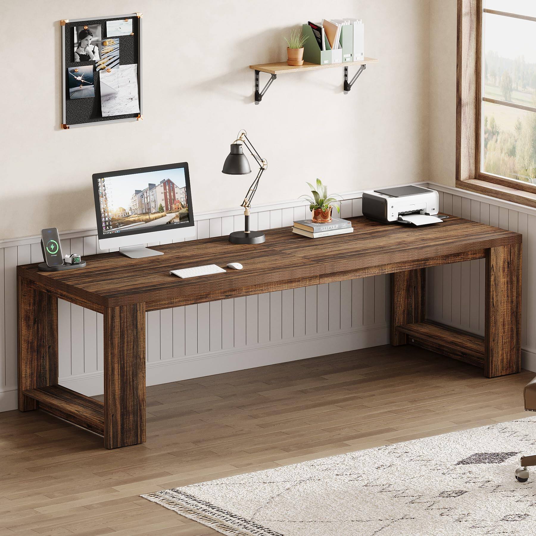 Tribesigns Two Person Desk, 86.6 Inch Extra Long Desk, Double Computer ...