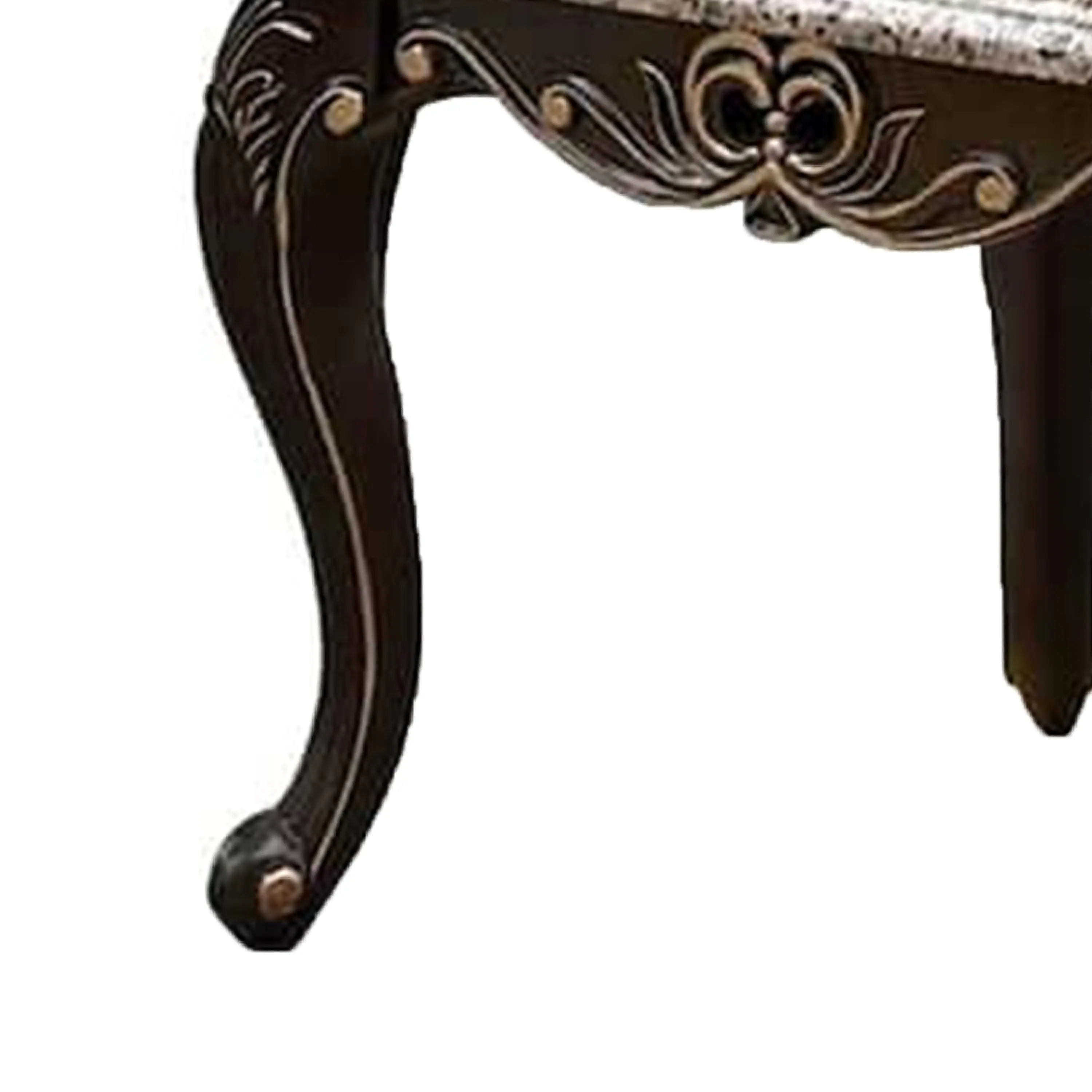 Alt View 3. Manhattan Lane - Ery End Table, Dark Walnut Brown Wood, Carved Details, 28 Inch - Walnut Brown, Gold.