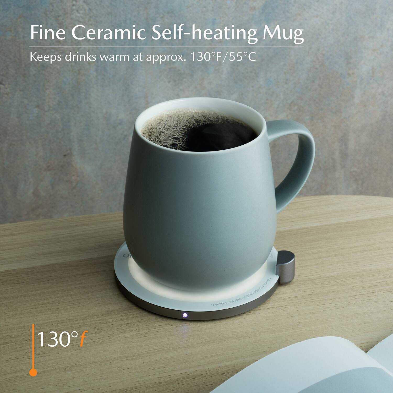 Fine Ceramic Self-heating Mug  
Keeps drinks warm at approx. 130°F/55°C