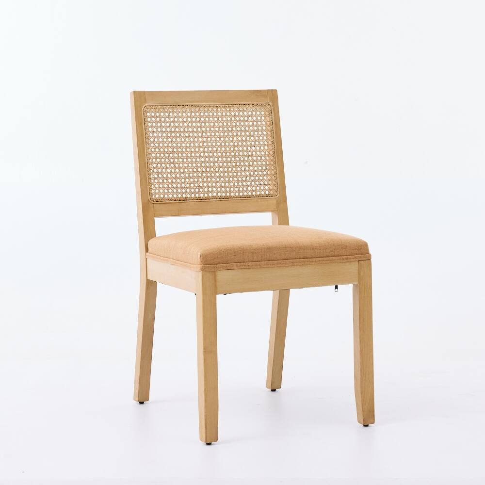Left. Loheer - Loheer Rattan Dining Chairs Set of 2 Farmhouse Kitchen Chairs Tan - Tan.