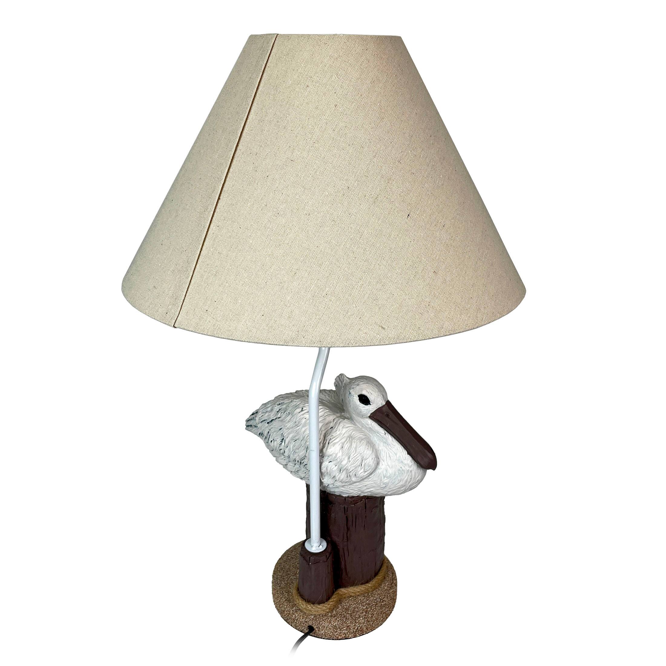 Alt View 8. Things2Die4 - Coastal Pelican Table Lamp 23" Resin Nautical Beach Decor with Shade - White.