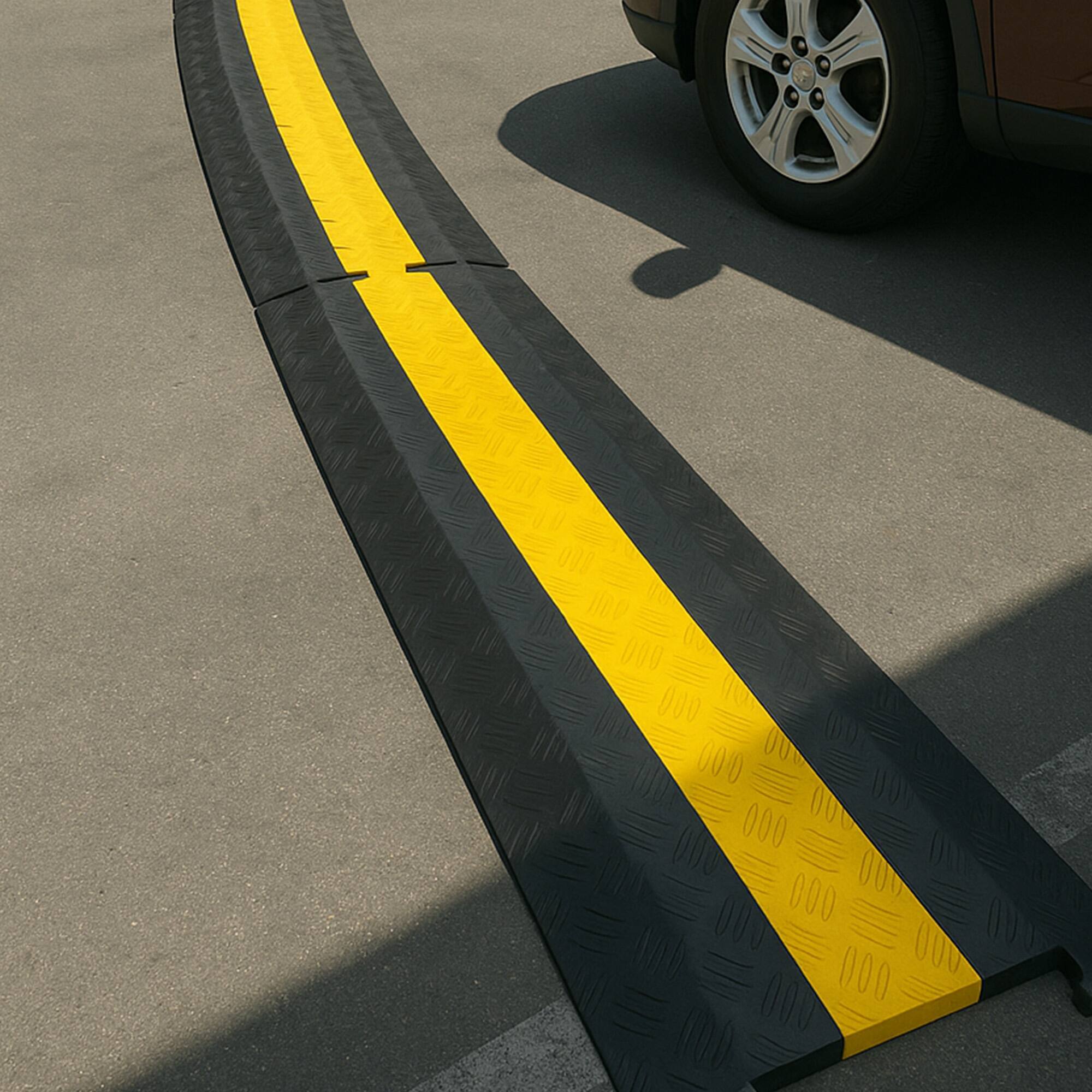 Alt View 3. Guardian - Guardian 2 Channel Cable Protector Ramp, Floor Cover for Cars,Trucks, Black - Black, Yellow.