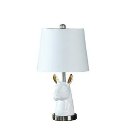Manhattan Lane - Metal Table Lamp with Llama Animal Head - White