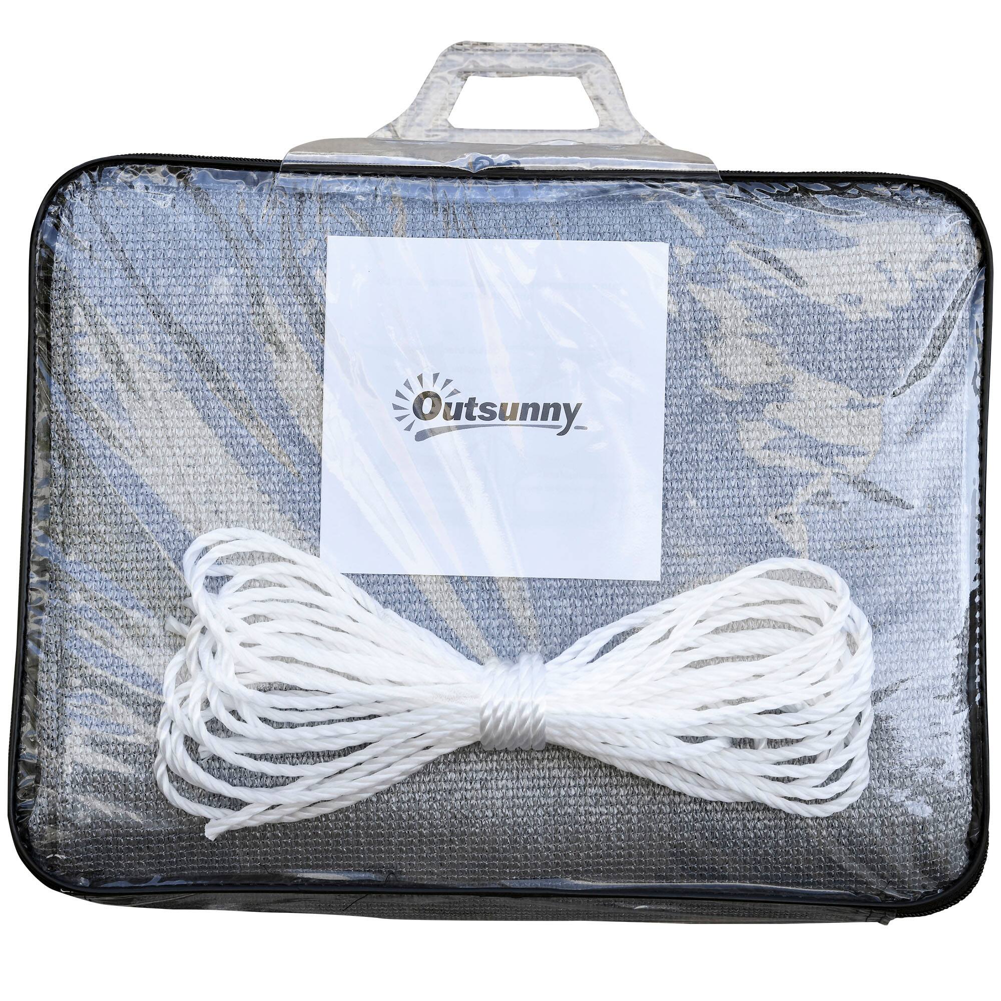 Alt View 8. Outsunny - 13' x 20' Sun Shade Sail Canopy Outdoor Shade Sail Cloth for Patio Deck Yard with D-Rings and Rope Included - Gray.