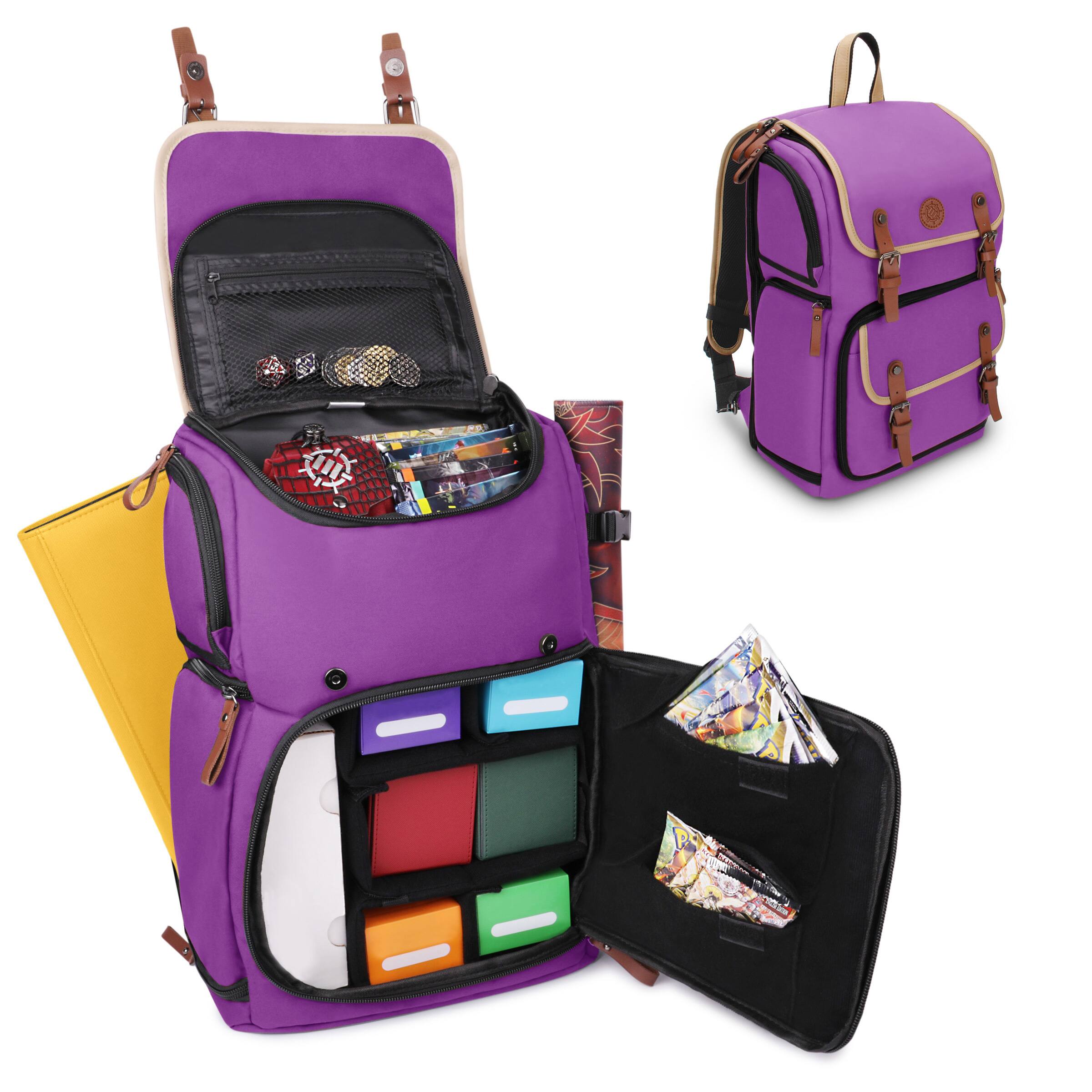 ENHANCE - Full-Size Trading Card Storage Box Backpack for Playing Card Case - Full Size - Purple