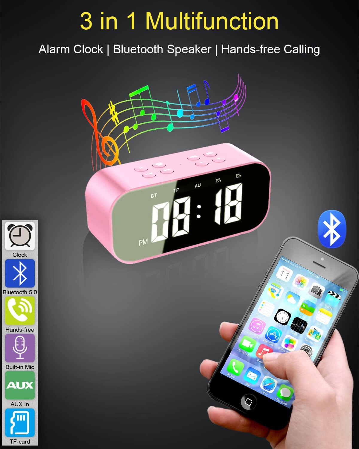 3 in 1 Multifunction Alarm Clock | Bluetooth Speaker | Hands-free Calling

- Bluetooth 5.0
- Hands-free Built-in Mic
- AUX In
- TF-card