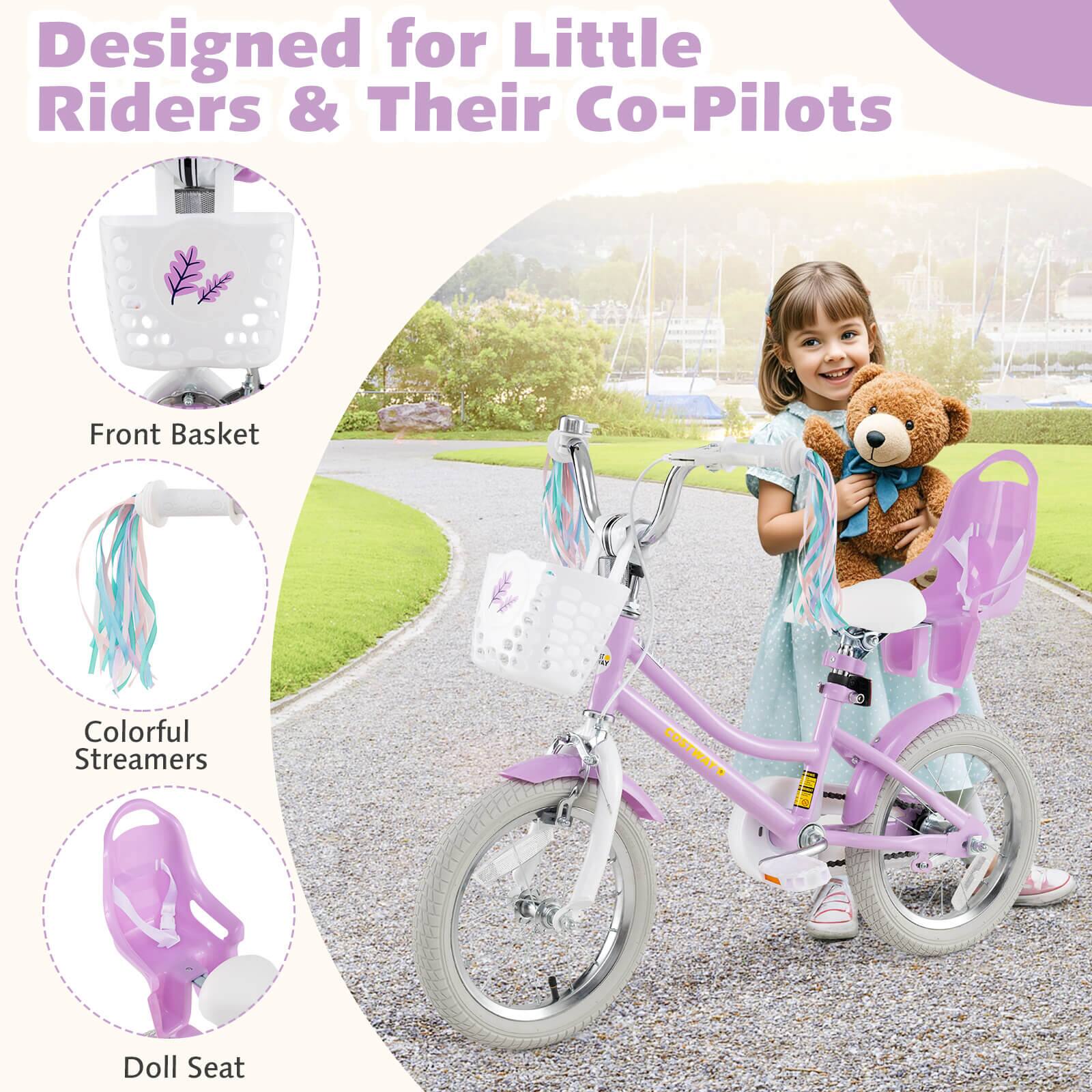 Designed for Little Riders & Their Co-Pilots

- Front Basket
- Colorful Streamers
- Doll Seat