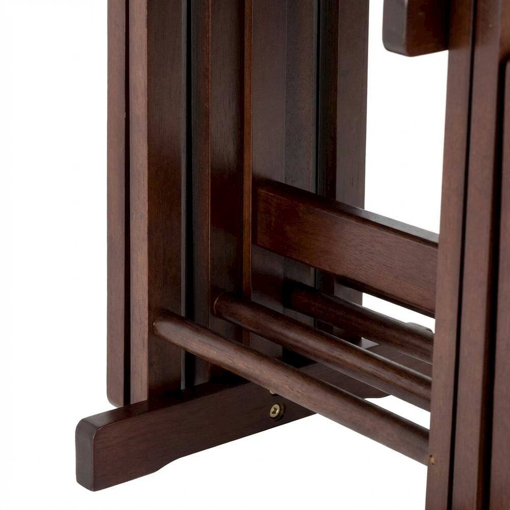 Alt View 1. FurniFact - Solid Wood Brown 5 Piece TV Trays Set With 4 Folding Tables And Stand - Cappuccino.