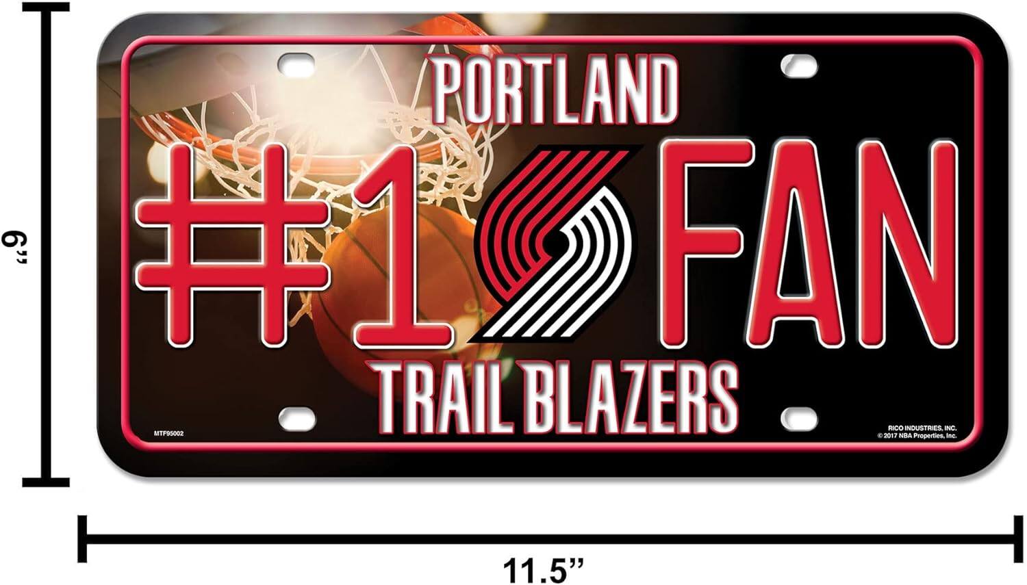 PORTLAND  
#1 FAN  
TRAIL BLAZERS  

RICO INDUSTRIES INC.  
© 2017 NBA Properties, Inc.  

11.5"