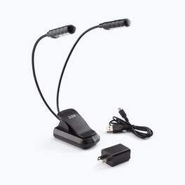 On Stage Stands - On-Stage LED2224 Dual USB-Rechargeable Sheet Music Light (Clip-On Music-Stand Lighting, Tabletop Base, Adjustable - Black