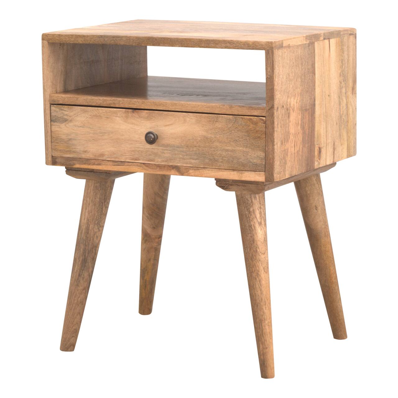 Back. Artisan Furniture - Artisan Furniture Solid Wood Modern Nightstand with 1 Drawer, 1 Open Slot, Nordic Legs, Oak-ish, Light Brown - Oak.