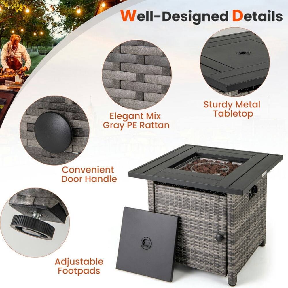 Well-Designed Details

- Elegant Mix Gray PE Rattan
- Sturdy Metal Tabletop
- Convenient Door Handle
- Adjustable Footpads