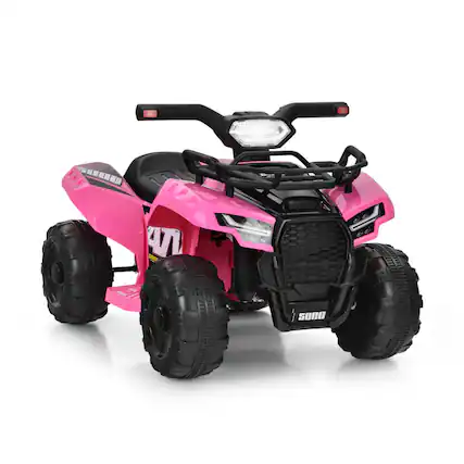 Front. SlickBlue - 6V Kids ATV Quad Electric Ride On Car with LED Light and MP3 Player - Pink.