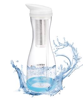 VEVOR - Water Filter Pitcher, 6 Cup Glass Water Filter Dispenser, Fast & Compact Fridge-friendly Water Filtration System, No BPA - White