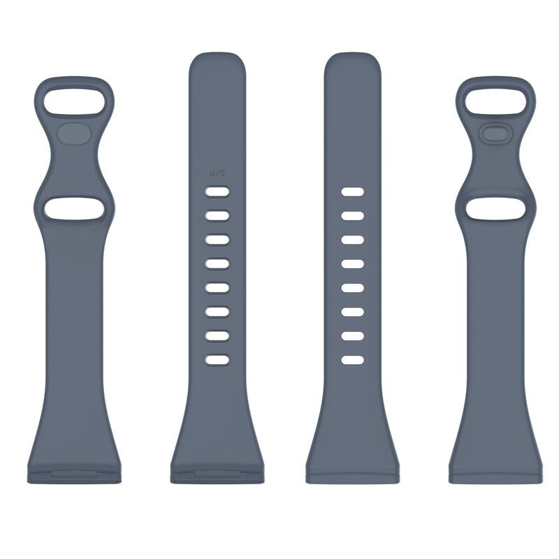 Left. StrapsCo - Slim Active Strap Silicone Rubber Watch Band For Fitbit Versa 4 (Short-Medium) - Space Blue.