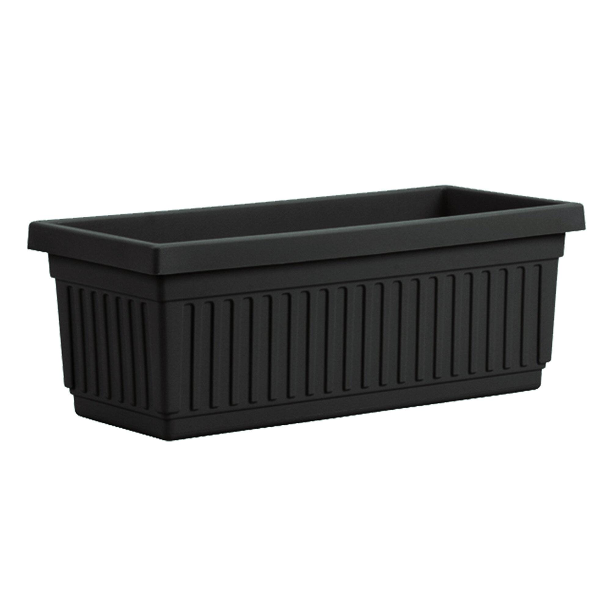 Alt View 1. The HC Companies - HC Companies 30 Inch Fluted Plastic Venetian Garden Flower Window Box (2 Pack) - Black.