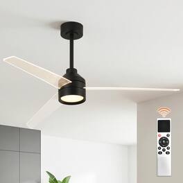 Vaczon - 55" Transparent Blade Propeller Dimmable Ceiling Fan with LED Lights and Remote Control - Black