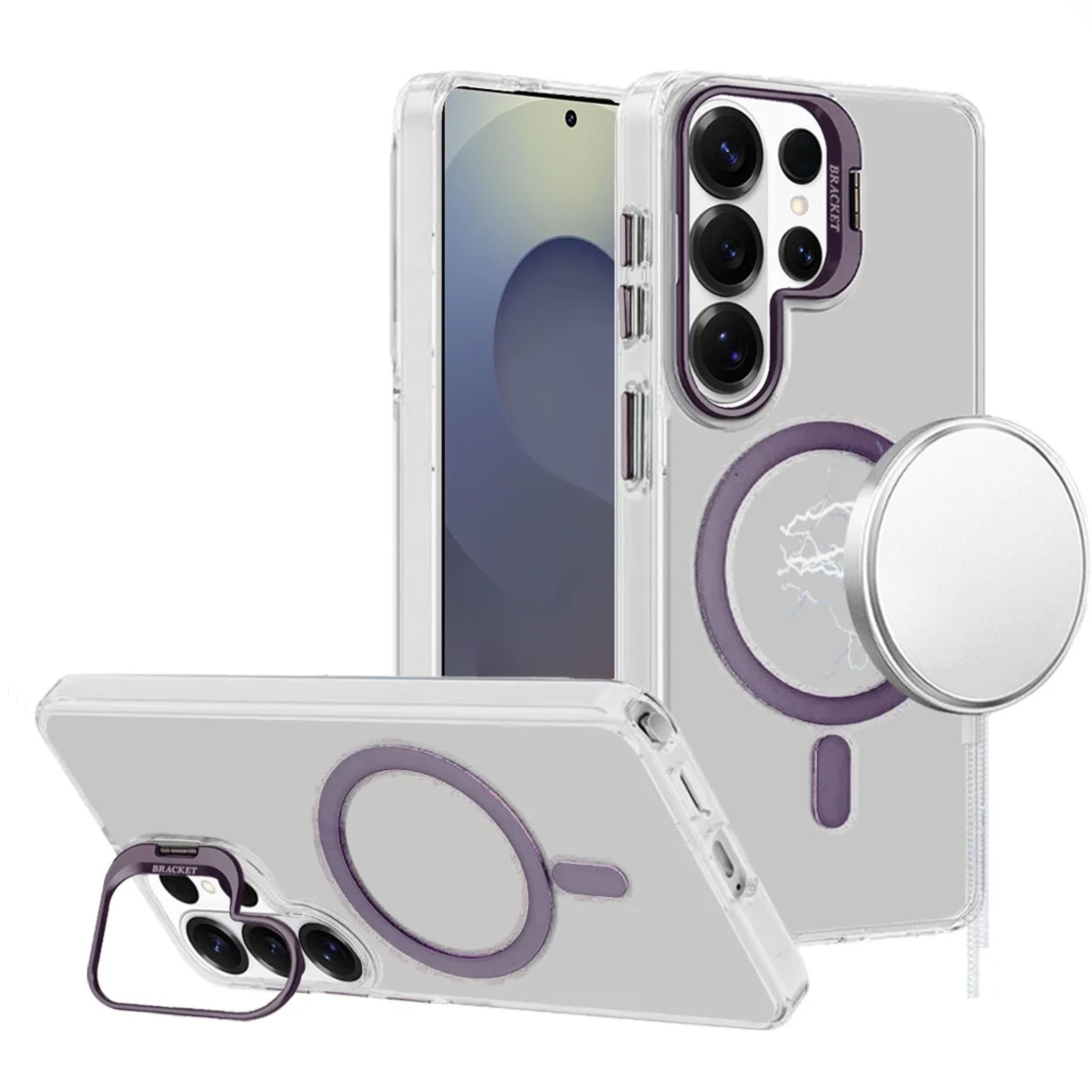 Kitcheniva - Metallic Camera Stand Magnetic Circle Case With Tempered Glass For Samsung S26 Ultra - Purple price history on PriceWatchPro