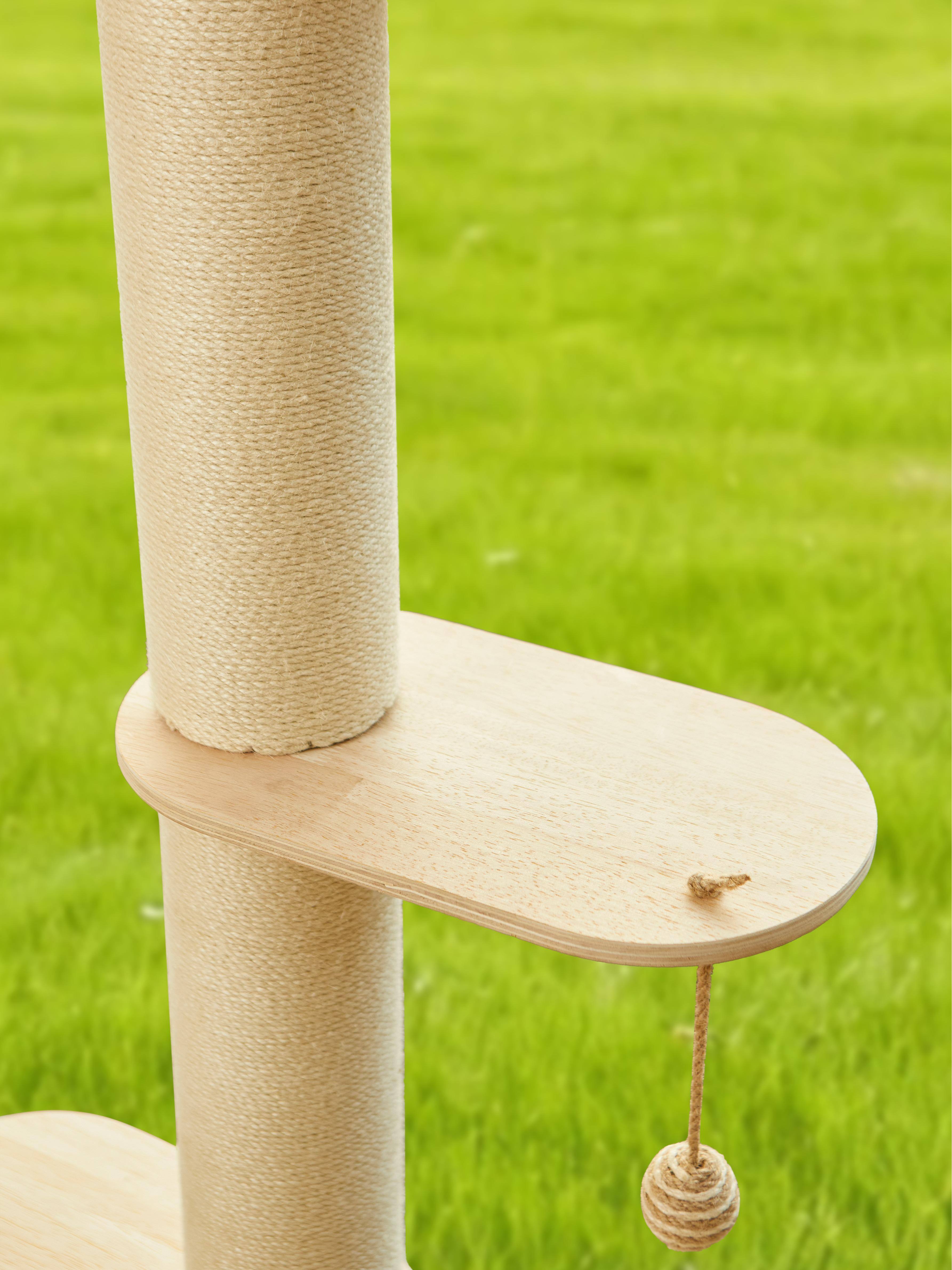 Alt View 1. JUJABU - Half Cat Tree Tower– 3-Tier Hemp Scratching Post, Perches & Sturdy Activity Center Suction Cup.