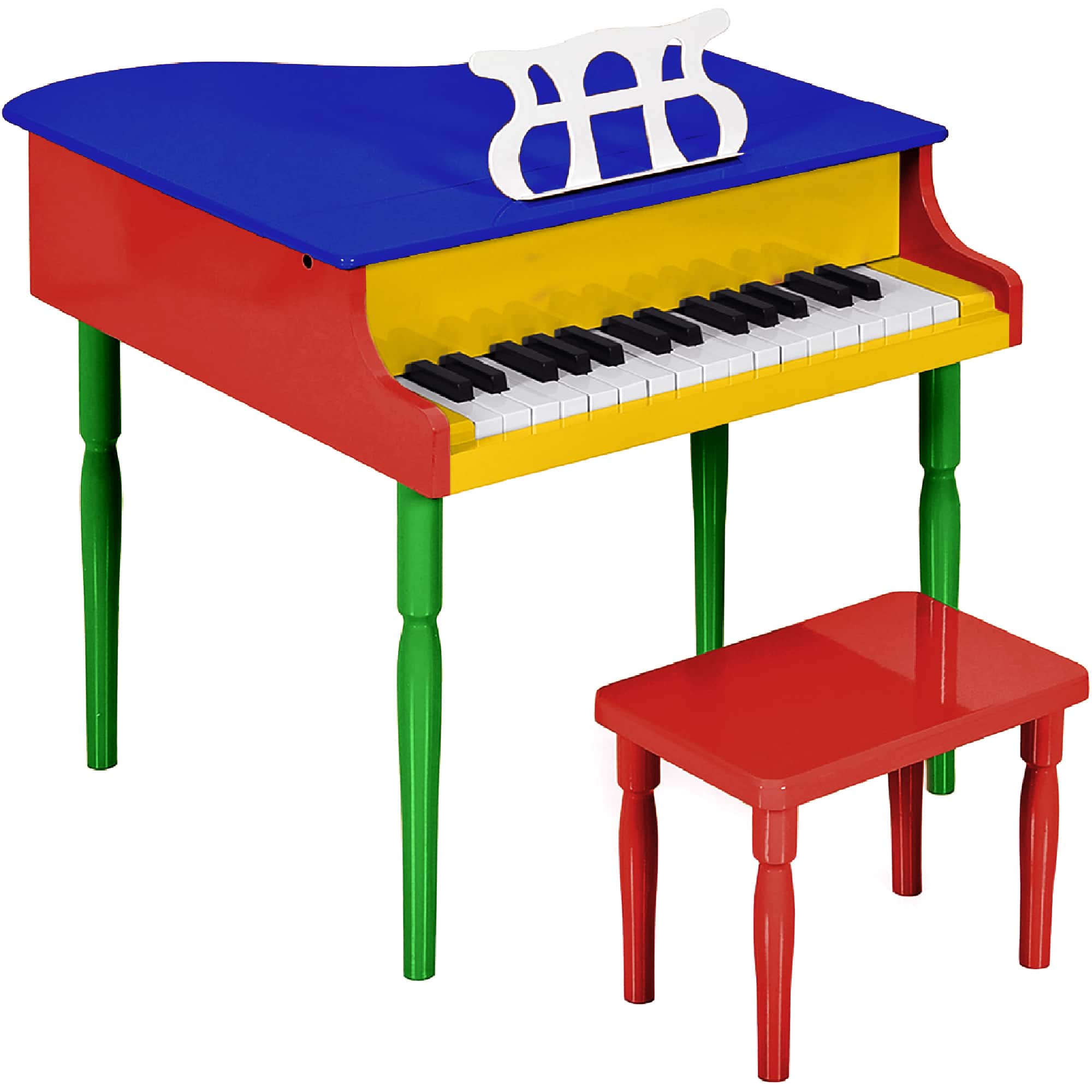 Front. Best Choice Products - Best Choice Products Kids Classic 30-Key Mini Piano w/ Lid, Bench, Folding Music Rack, Song Book, Stickers - Multi-Color - Multi-Color.