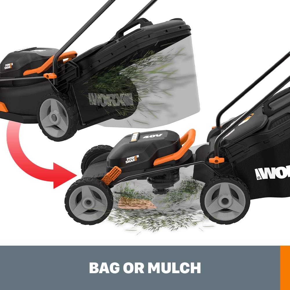 POWER SNAR AWORXS E 40V R POWER SHARE WORX BAG OR MULCH