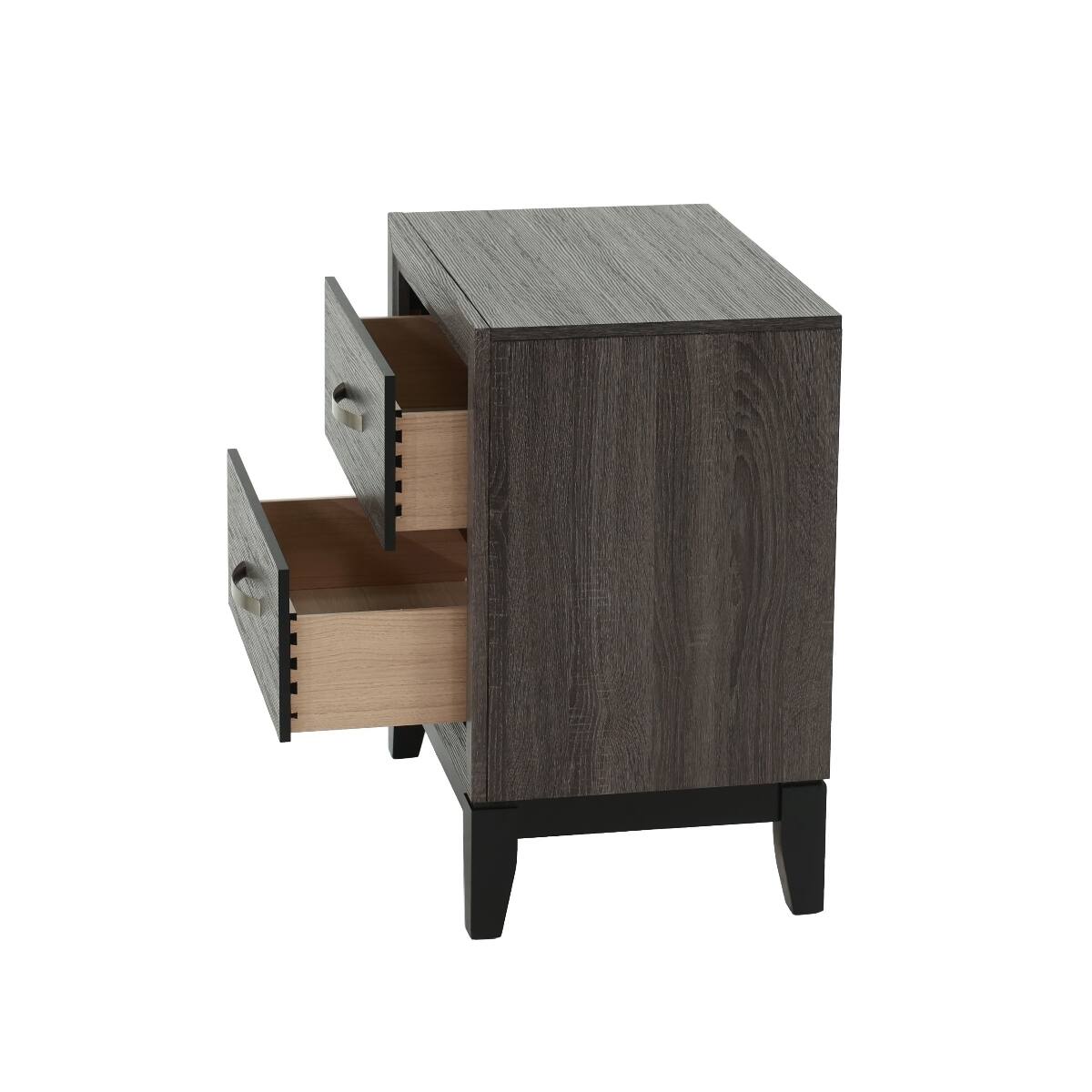 Alt View 6. Loheer - Loheer Rustic Gray Oak Nightstand, Two Drawer Bedside Cabinet for Modern Bedrooms - Gray.