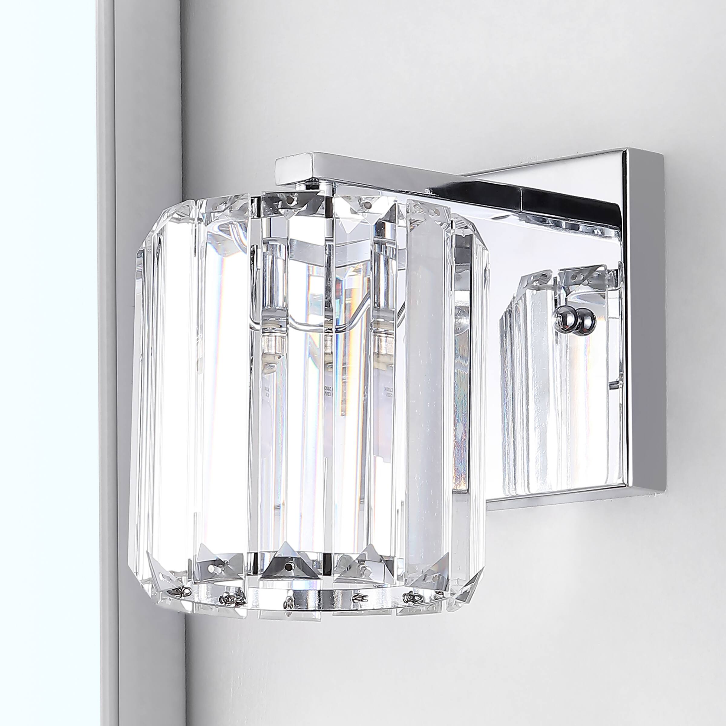 Alt View 1. Jonathan Y - Coco Prism Vintage 4.75" 1-Light Metal/Glass Classic Glam LED Vanity Light, Chrome - Chrome.