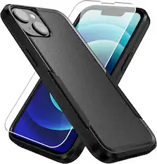 Front. Entronix - Entronix Bundle for iPhone 13 - Soft-Touch Dual-Layer Case & 2 Clear Screen Protector - Black.