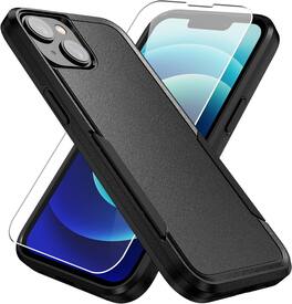 Entronix - iPhone 14 Plus Bundle - Durable Heavy Duty Case with Clear Screen Protector - Black