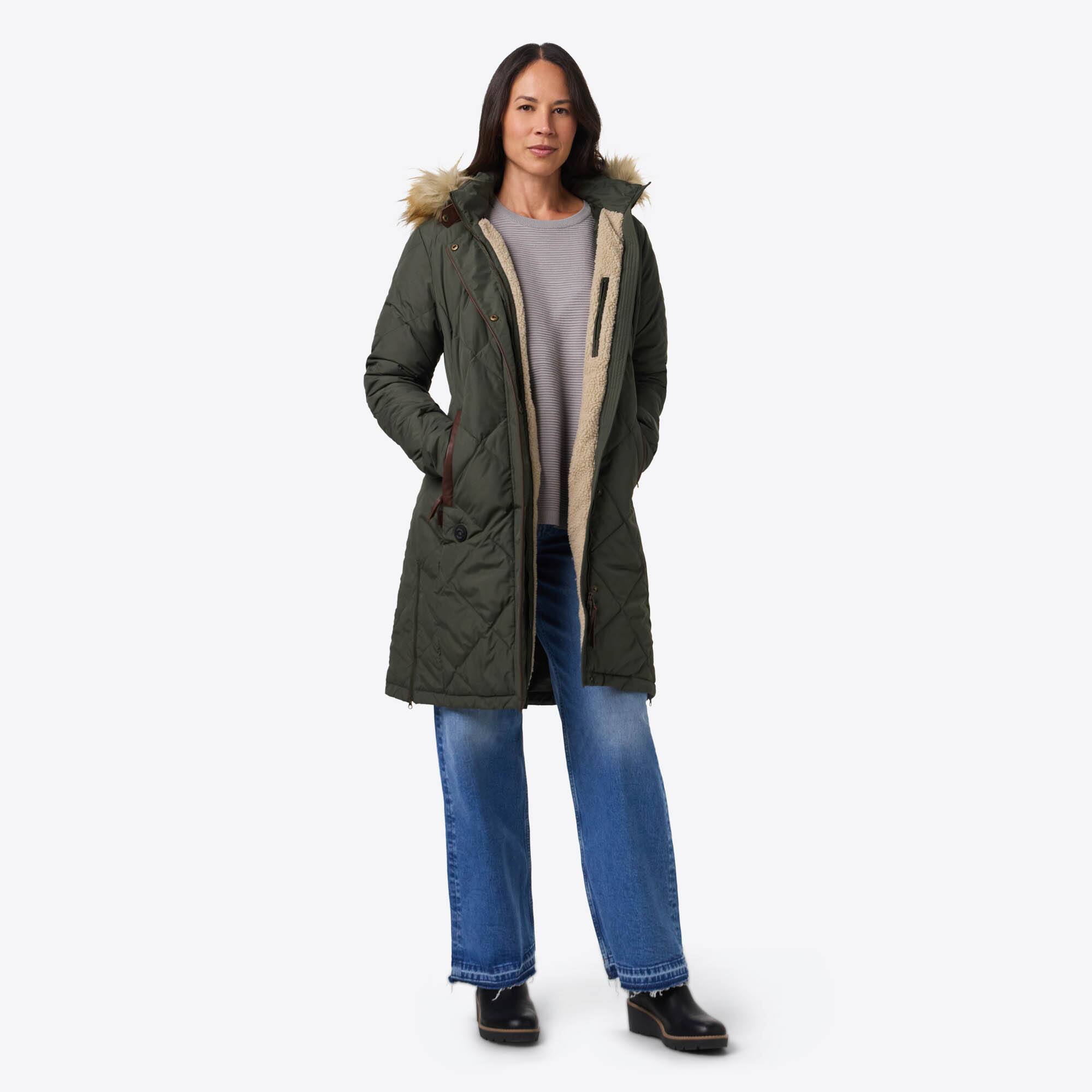 Front. Mobile Warming - Women's Carlyle Heated Jacket - Forest Green.