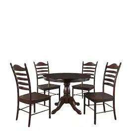 Carolina Chair & Table - Fairview 36" Pedestal Dining Table with 4 Whitman Dining Chairs - Espresso