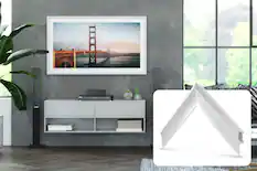 Front. Deco TV Frames - Alloy Prismatic Bezel for Samsung The Frame TV - 65" - Pure White.