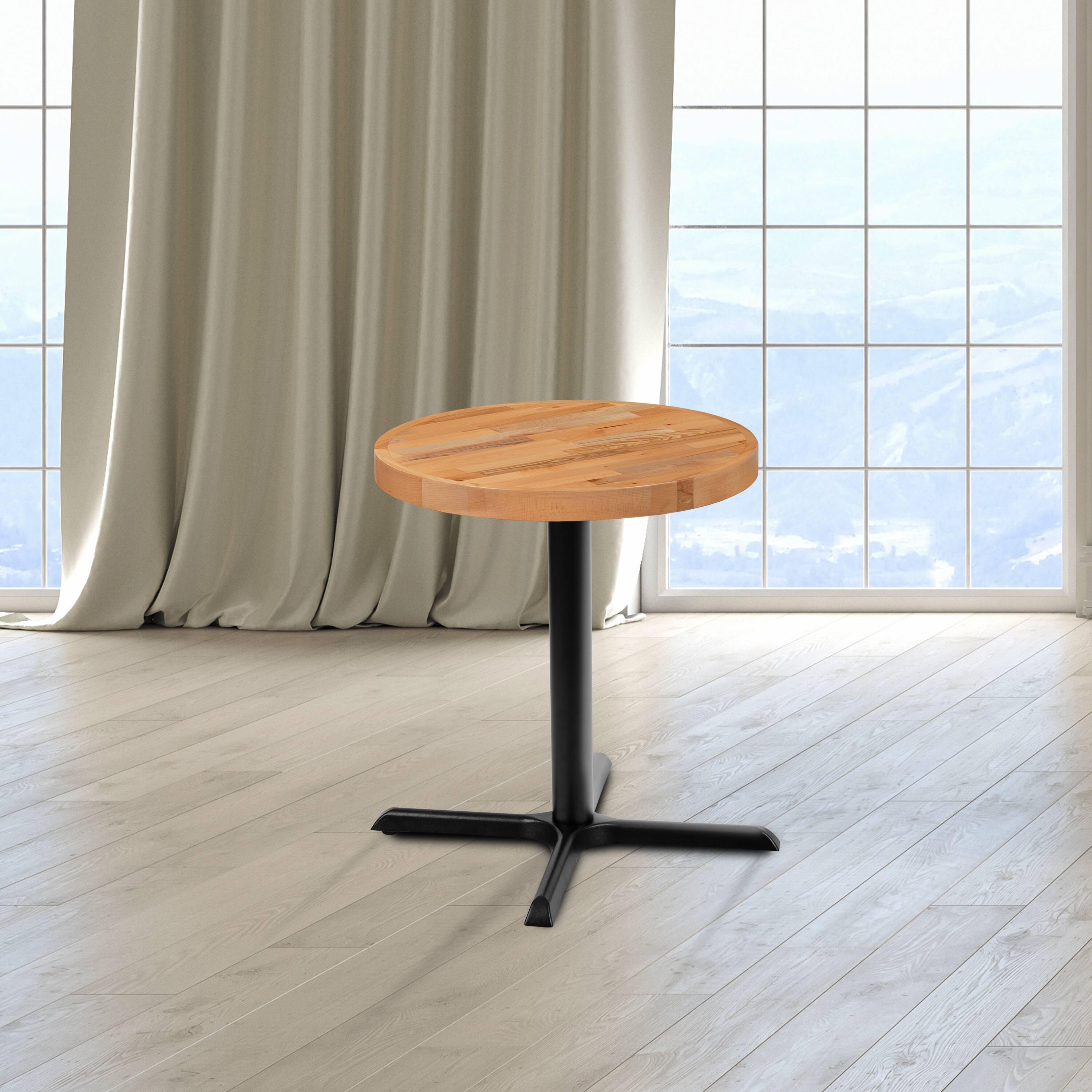 Alt View 1. Emma + Oliver - Round Butcher Block Style Table Top - Restaurant Table Top - Natural.